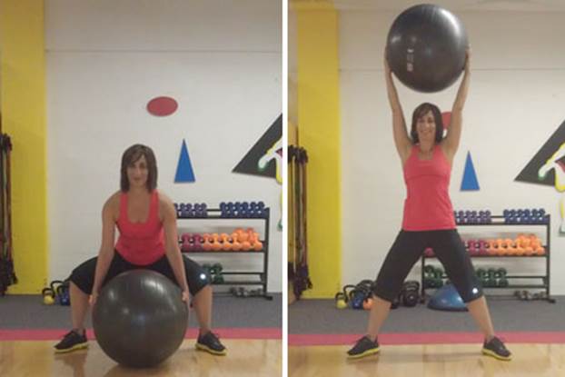 Squat to Ball Overhead